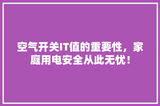空气开关IT值的重要性，家庭用电安全从此无忧！