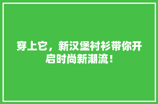 穿上它，新汉堡衬衫带你开启时尚新潮流！