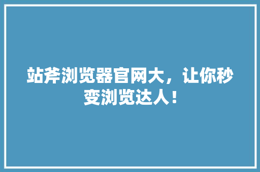 站斧浏览器官网大，让你秒变浏览达人！