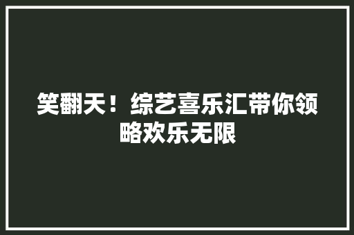 笑翻天！综艺喜乐汇带你领略欢乐无限 小程序开发
