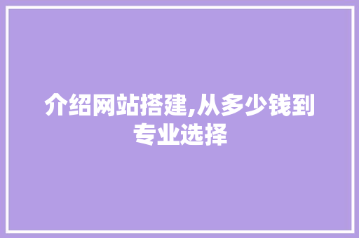 介绍网站搭建,从多少钱到专业选择 介绍网站搭建,从多少钱到专业选择 网站开发