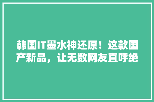 韩国IT墨水神还原！这款国产新品，让无数网友直呼绝了！