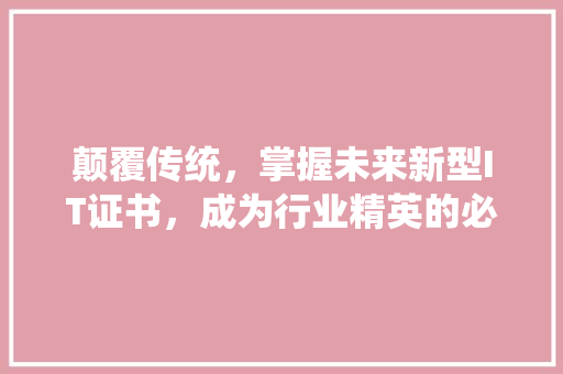 颠覆传统，掌握未来新型IT证书，成为行业精英的必备之路！ seo技术