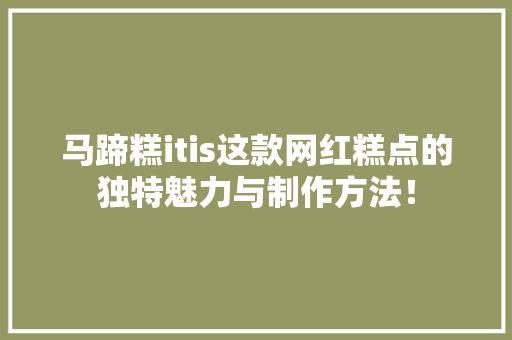 马蹄糕itis这款网红糕点的独特魅力与制作方法！ 网站优化