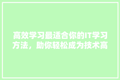 高效学习最适合你的IT学习方法，助你轻松成为技术高手！