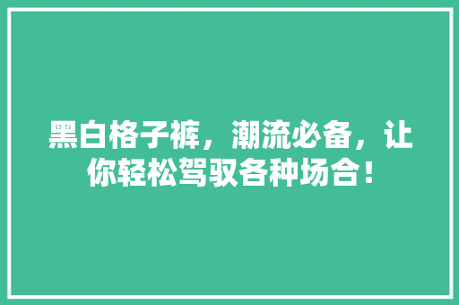 黑白格子裤，潮流必备，让你轻松驾驭各种场合！