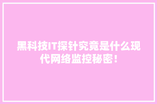黑科技IT探针究竟是什么现代网络监控秘密！