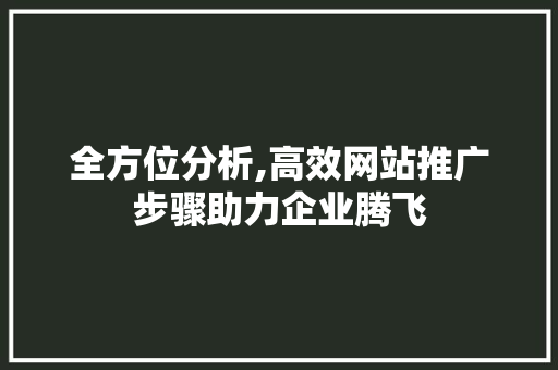 全方位分析,高效网站推广步骤助力企业腾飞 全方位分析,高效网站推广步骤助力企业腾飞 搜狗优化