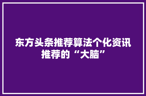 东方头条推荐算法个化资讯推荐的“大脑”