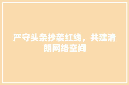 严守头条抄袭红线，共建清朗网络空间