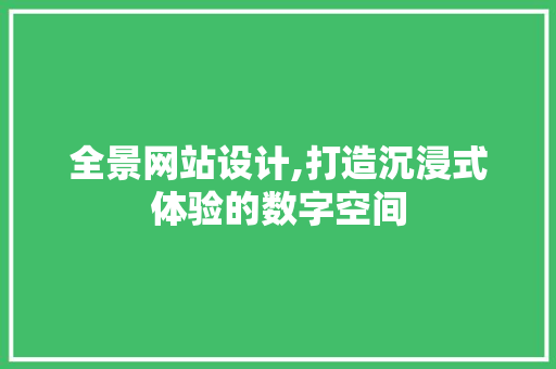 全景网站设计,打造沉浸式体验的数字空间