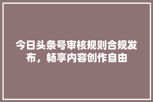 今日头条号审核规则合规发布，畅享内容创作自由