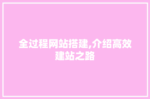 全过程网站搭建,介绍高效建站之路 全过程网站搭建,介绍高效建站之路 网站开发