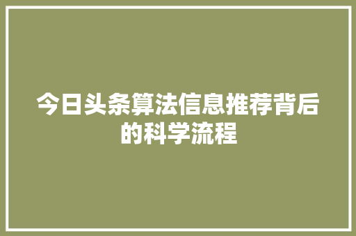 今日头条算法信息推荐背后的科学流程