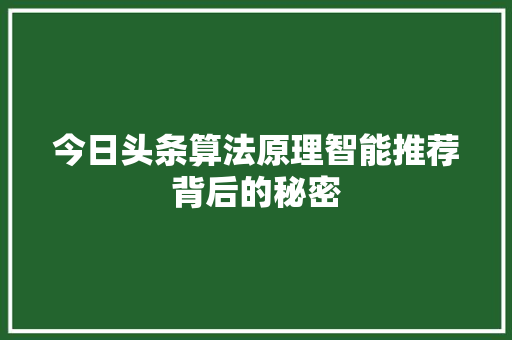 今日头条算法原理智能推荐背后的秘密