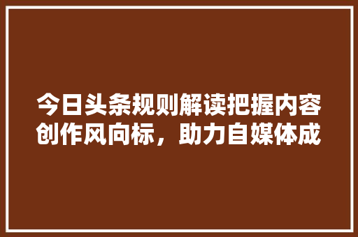 今日头条规则解读把握内容创作风向标，助力自媒体成长
