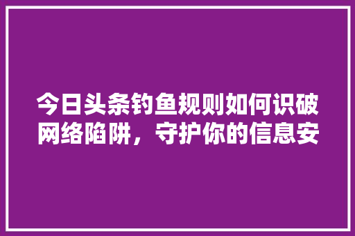 今日头条钓鱼规则如何识破网络陷阱，守护你的信息安全