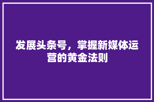 发展头条号，掌握新媒体运营的黄金法则
