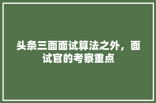 头条三面面试算法之外，面试官的考察重点