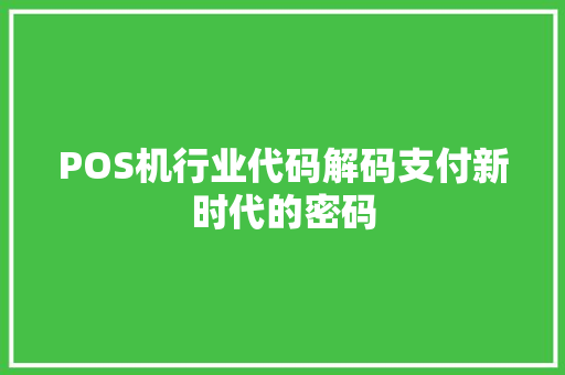 POS机行业代码解码支付新时代的密码