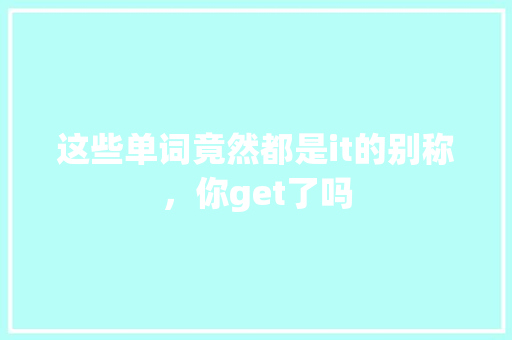 这些单词竟然都是it的别称，你get了吗 小程序开发