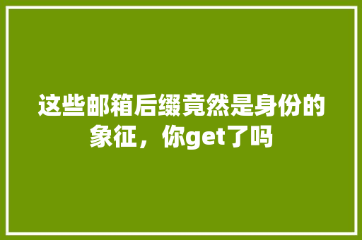 这些邮箱后缀竟然是身份的象征，你get了吗