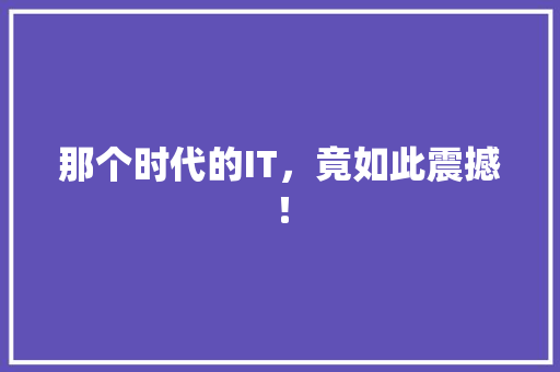 那个时代的IT，竟如此震撼！