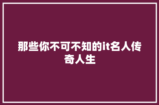 那些你不可不知的it名人传奇人生 seo技术