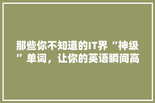 那些你不知道的IT界“神级”单词，让你的英语瞬间高大上 网站开发