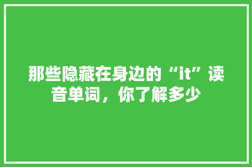 那些隐藏在身边的“it”读音单词，你了解多少
