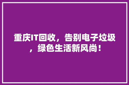 重庆IT回收，告别电子垃圾，绿色生活新风尚！ 360搜优化