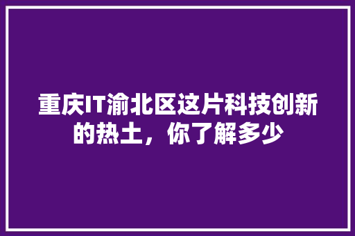 重庆IT渝北区这片科技创新的热土，你了解多少