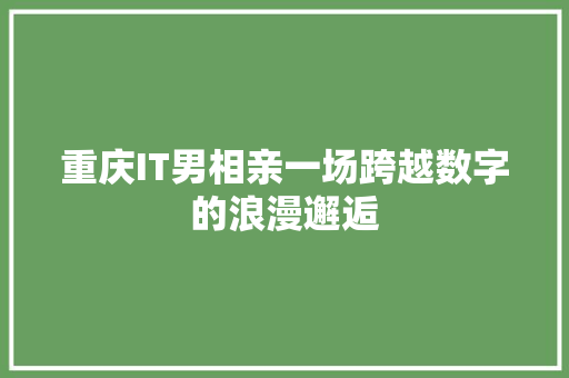 重庆IT男相亲一场跨越数字的浪漫邂逅