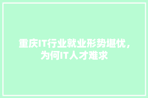 重庆IT行业就业形势堪忧，为何IT人才难求 小程序开发