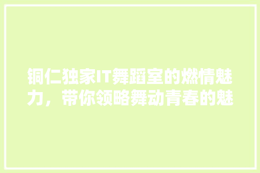 铜仁独家IT舞蹈室的燃情魅力，带你领略舞动青春的魅力瞬间！