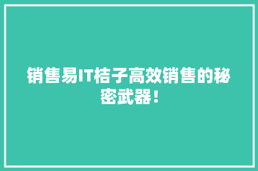 销售易IT桔子高效销售的秘密武器！ 小程序开发