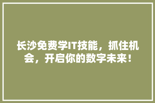 长沙免费学IT技能，抓住机会，开启你的数字未来！ 英文谷歌算法