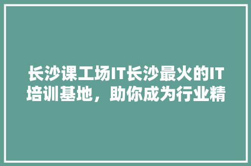 长沙课工场IT长沙最火的IT培训基地，助你成为行业精英！ 360搜优化