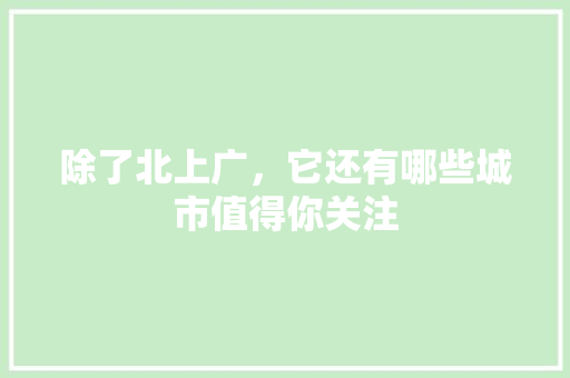 除了北上广，它还有哪些城市值得你关注