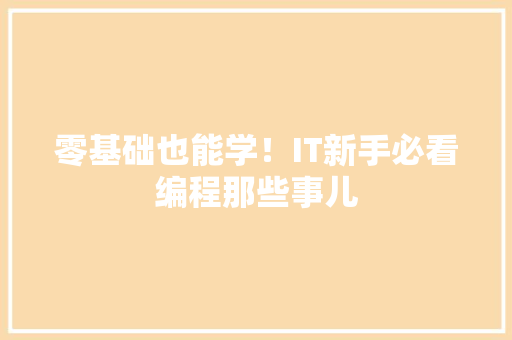 零基础也能学！IT新手必看编程那些事儿 英文谷歌算法
