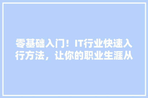 零基础入门！IT行业快速入行方法，让你的职业生涯从此起飞 网站优化