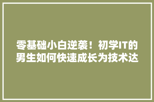 零基础小白逆袭！初学IT的男生如何快速成长为技术达人 头条优化
