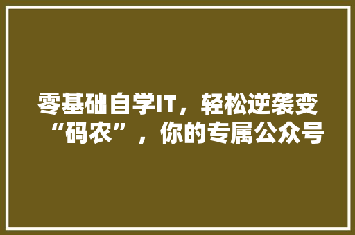 零基础自学IT，轻松逆袭变“码农”，你的专属公众号爆款来了！ AI技术学习