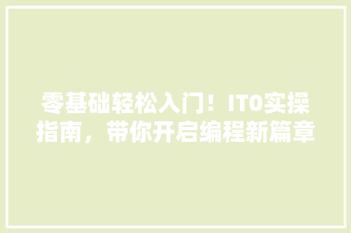 零基础轻松入门！IT0实操指南，带你开启编程新篇章 360搜优化