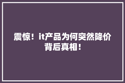 震惊！it产品为何突然降价背后真相！ 百度算法