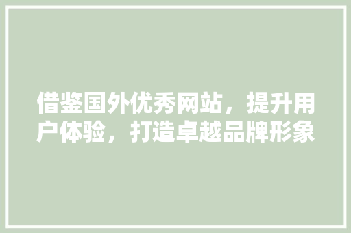 借鉴国外优秀网站，提升用户体验，打造卓越品牌形象 借鉴国外优秀网站，提升用户体验，打造卓越品牌形象 小程序开发