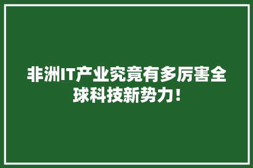 非洲IT产业究竟有多厉害全球科技新势力！