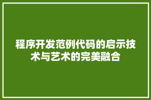 程序开发范例代码的启示技术与艺术的完美融合 英文谷歌算法