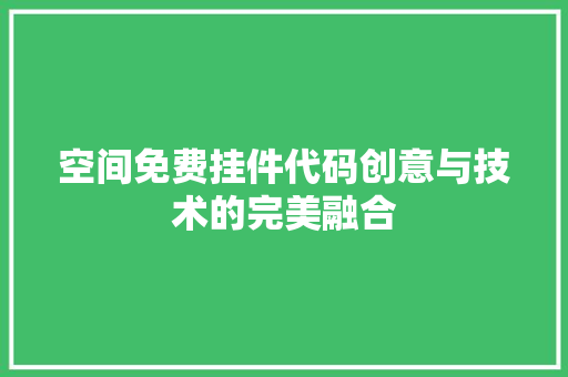 空间免费挂件代码创意与技术的完美融合 头条优化