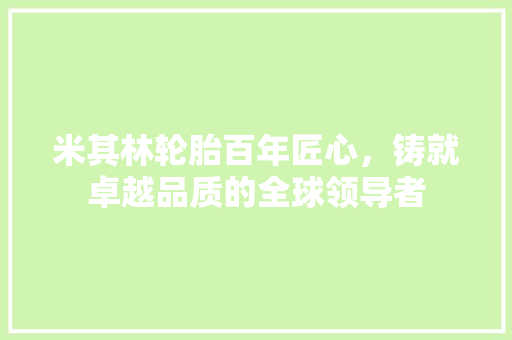 米其林轮胎百年匠心，铸就卓越品质的全球领导者